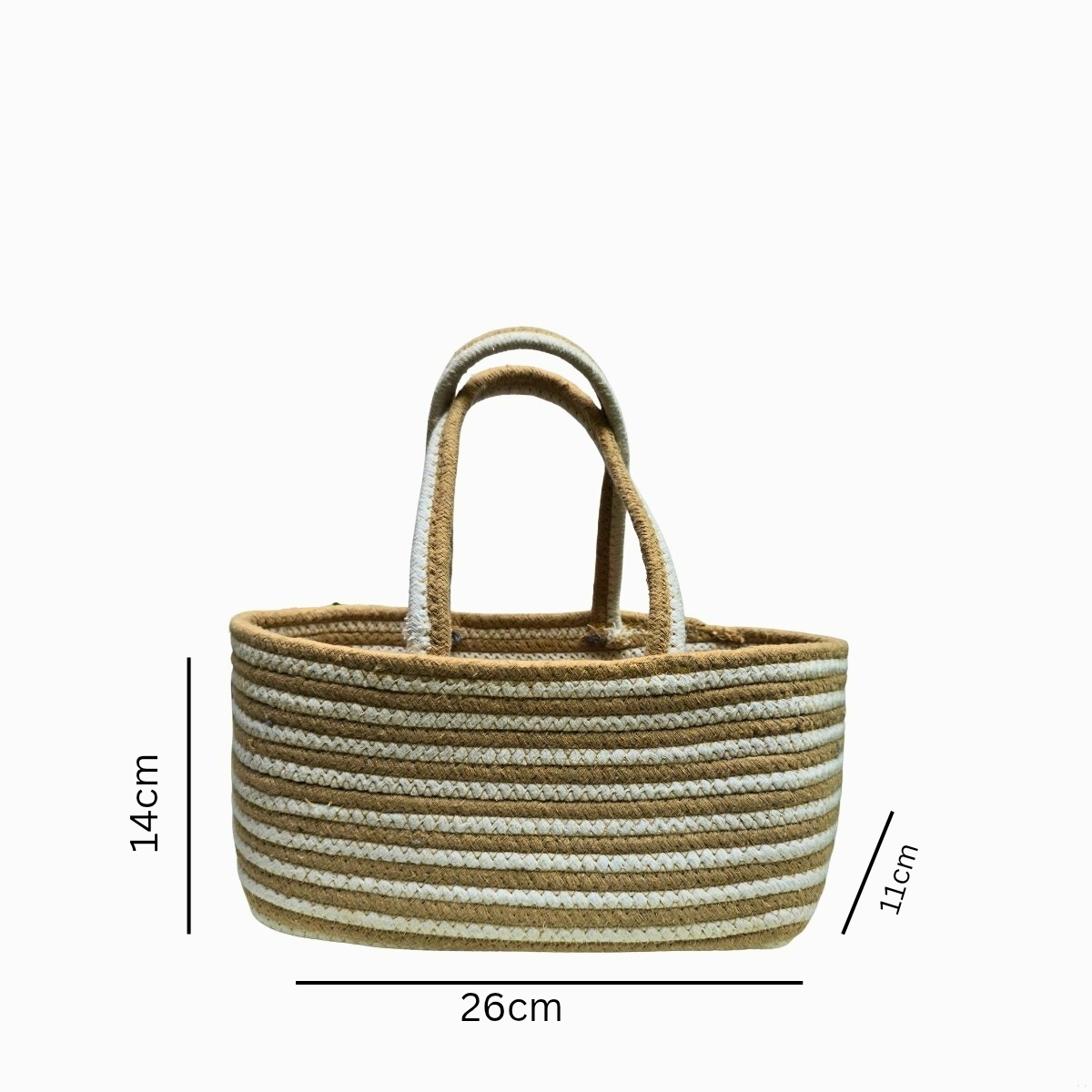 Spiral Beige & White Boho Basket - Image 4