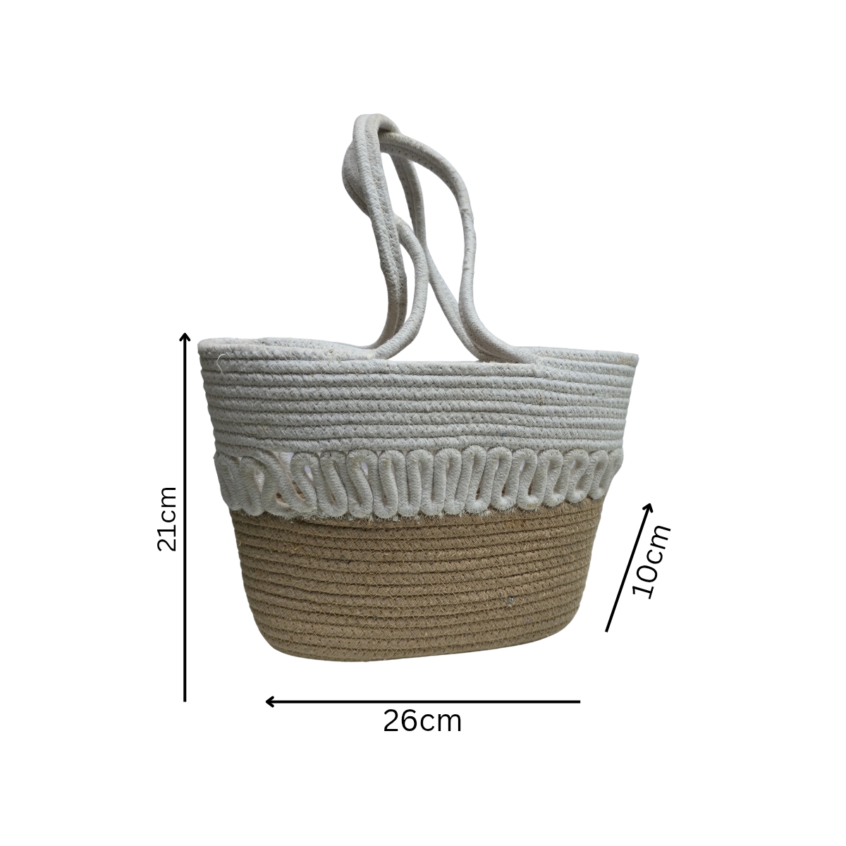 Beige & White Loop Lunch Tote - Image 4