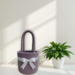 Round Lavender Boho Cotton Rope Basket