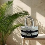 Dual Tone Bow Boho Basket