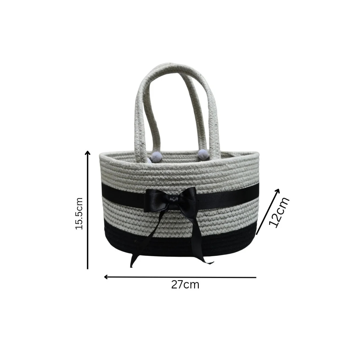 Dual Tone Bow Boho Basket - Image 4