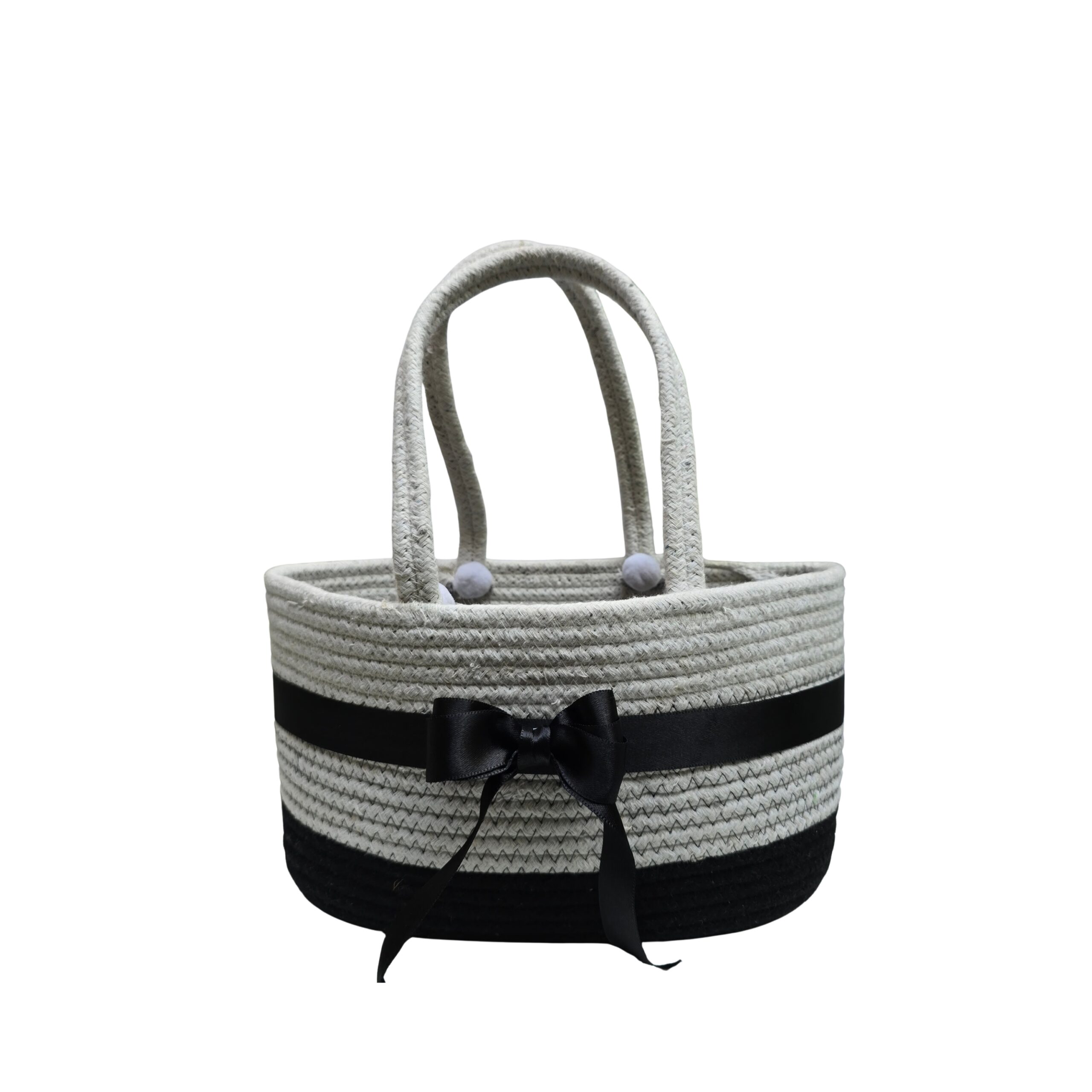 Dual Tone Bow Boho Basket - Image 3