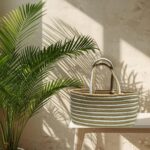 Spiral Beige & White Boho Basket