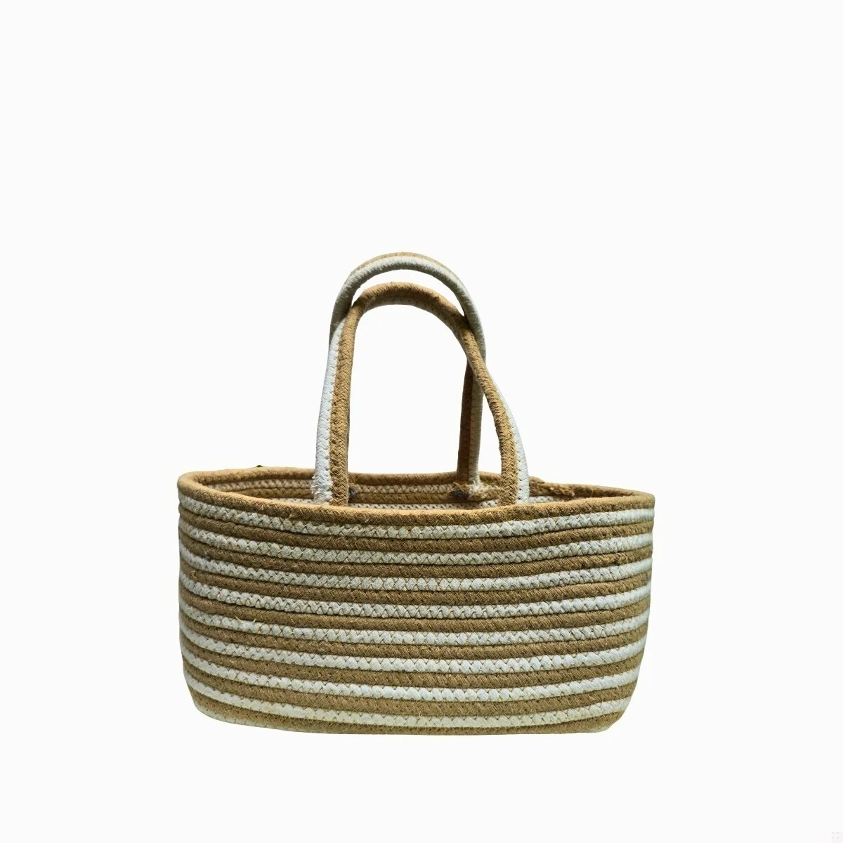 Spiral Beige & White Boho Basket - Image 3