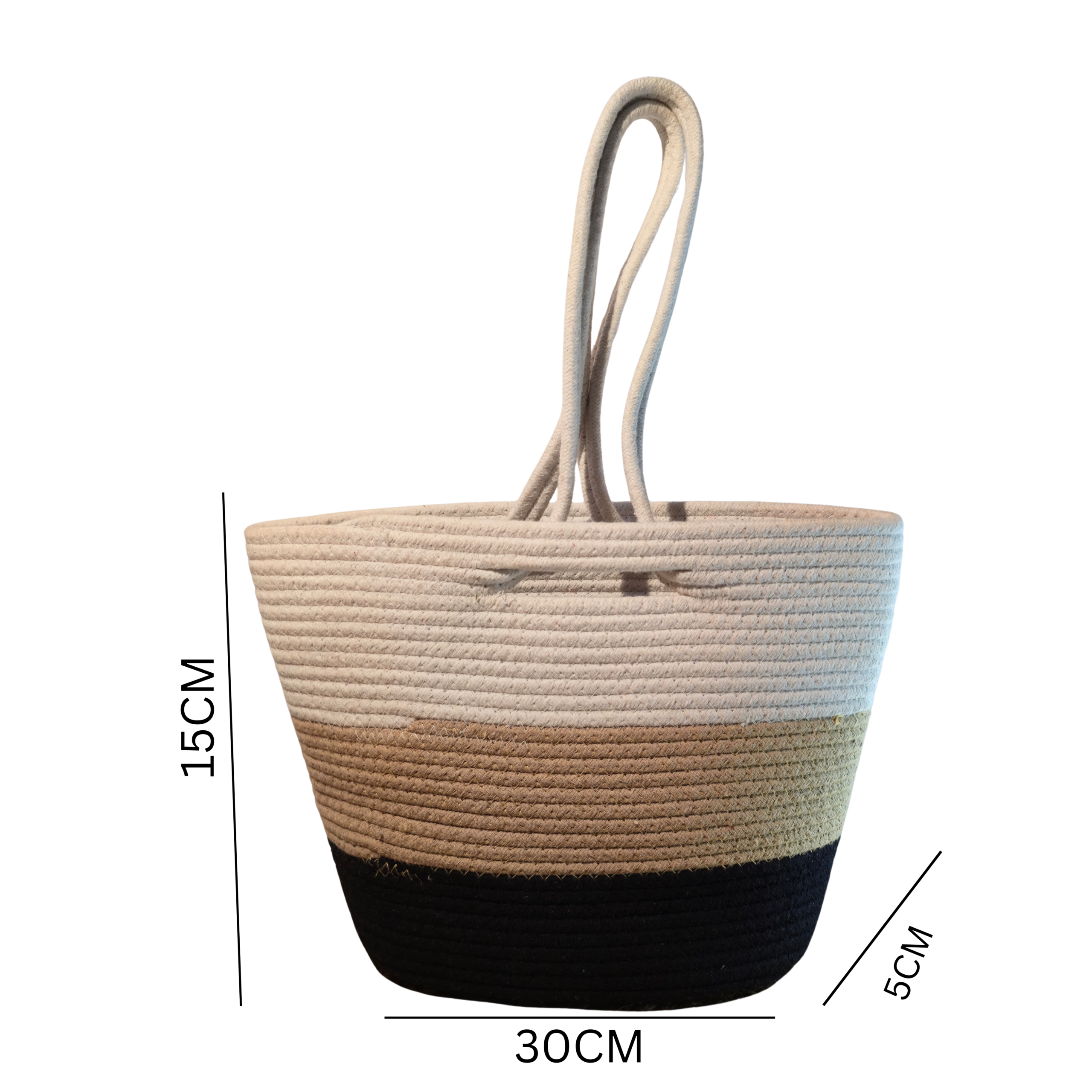 Tricolor Cotton Tote Bag - Image 4